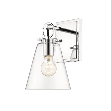 Z-Lite Harper 1 Light Wall Sconce, Chrome & Clear 483-1S-CH